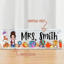 个性化亚克力桌面名牌，教师返校季礼物，办公室装饰 - 無色 - 查看 11