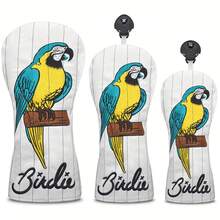 Parrot Pattern Golf Club Head Covers Golf Club Protective Sleeve Drive PU Material Better Protection Of Golf Clubs Utility Simple Style - White - View 2