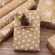 1M/3M 300cm*43cm, Papel Kraft Natural para Embrulho de Presente em Árvore de Natal Vintage, Árvore de Natal Branca, Rena, Floco de Neve, Embalagem para Presente, Decoração de Presente Faça Você Mesmo, Natal e Dia dos Namorados - Multicolorido - Ver 9
