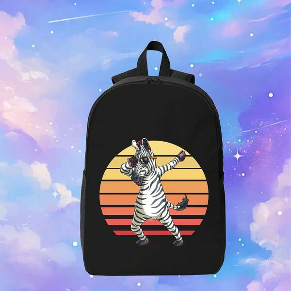 Dabbing Zebra Retro African  Zoo Animal,Lightweight Polyester Travel And Everyday Bag With Adjustable Shoulder Strap, Zipper Closure, Foldable Design, Suitable For Outdoor, College, Hiking, Camping, Travel Backpack