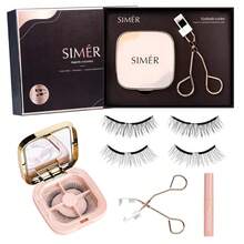 SIMER Magnetic Eyelashes With Eyeliner 10 Pairs False Lashes 5 Types Mink Lashes Natural Look Cat Eye Lash Extension N Strip Lashes Reusable(8 Black + 2 Colored) - Delicate - 查看 1