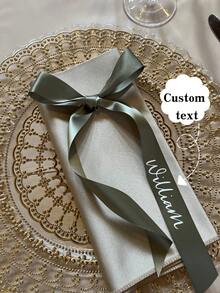 Customized Personalized Wine Glass Ribbon, Customized Wedding Champagne Flute Bow Personalized Satin Ribbon Name, Beverage Name Tag, Name Place Card, Personalized Satin Ribbon Bow (With Name) Wedding Table Decor Ribbon - Multicolor - View 11