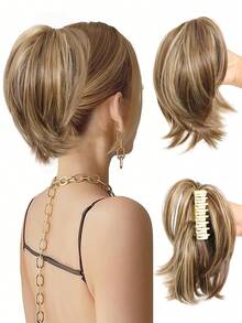 Women's Claw Clip Bun, Synthetic Hair Extensions, Short Straight Ponytail, Daily Hair Accessory - Multicolor - View 24