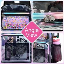 3PCS Clear Backpack, Women's Sequins Transparent Bookbag Set, Cute Heavy Duty See-Through School Bag For Teens And Elementary Students – Flower Black Love - 黑色 - 查看 3