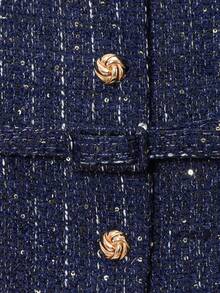 Elegant Commuter Thick Fabric Waist Belt Long Sleeve Jacket, Spring/Autumn