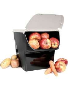 1 Giỏ đựng đồ bằng nhựa xếp chồng hiện đại có nắp dùng để sắp xếp nhà bếp, bàn làm việc, nhà bếp, phòng tắm - Nhiều màu - Xem 4