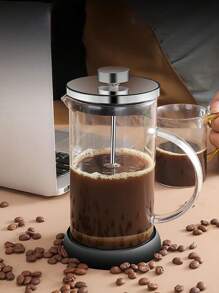 1 PIEZA Cafetera de émbolo francés, jarra de vidrio borosilicato de doble pared aislada, ensamblaje de filtro/émbolo de acero inoxidable apto para lavavajillas, base de silicona extraíble, cafetera de émbolo fácil de limpiar, juego de olla para espresso y té para el hogar y la oficina - Elegante y fácil de limpiar cafetera para preparar bebidas