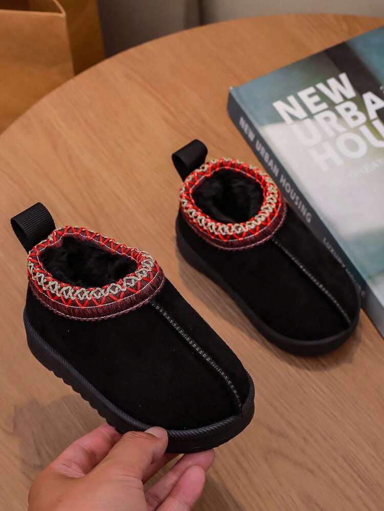 1 Đôi dép đi trong nhà/ngoài trời trẻ em unisex đế mềm chống trượt lót ấm, kiểu dáng dễ thương, phù hợp cho mùa đông - màu đen - Xem 6