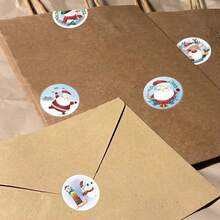 2 rollos (1000 piezas) de etiquetas adhesivas con tema navideño de Papá Noel y muñeco de nieve, decoración de tarjetas de felicitación, decoración de ventanas, envoltura de regalos DIY, pegatinas de sellado DIY