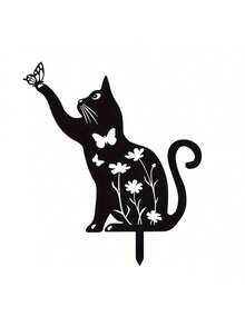 1pc Ornamental Garden Stake, Creative Metal Cute Dog And Butterfly Shaped Yard Decor, Home And Living, Outdoor And Garden, Patio And Garden Decor, Suitable For Outdoor Activities, Home Events, Birthday, Wedding, Party, Etc.