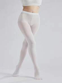 1 Pair Of Women's Plus-Size Leggings, 80D Opaque Solid Color Leggings, Soft Polyester Fiber Material, Hand Washable, Available In A Variety Of Colors, High-Waisted Tights, Suitable For Plus-Size Women.