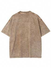 3 Pack Men's Vintage Washed Oversized Cotton T Shirts Loose Fit Short Sleeve Casual Streetwear Unisex Tops - 黑色+灰色+咖啡 - 查看 3