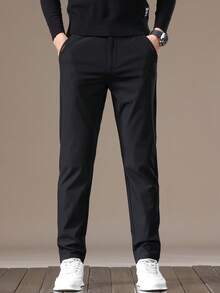 GRDR Men's Solid Color Pocket Casual Commuter Tapered Pants - Black - View 4