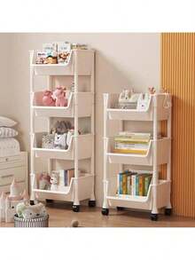 1pc Movable Utility Cart Rack, Multi-Tier Home Storage Organizer For Snacks, Living Room, Kitchen Fruit & Vegetable Basket - Multicolor - View 3