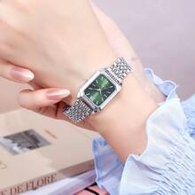 1 pieza Reloj de cuarzo de moda para mujer con esfera cuadrada simple y escala, caja chapada en oro de alta calidad, correa de acero inoxidable, adecuado como regalo de cumpleaños, aniversario o Día de la Madre - Plateado - Ver 15