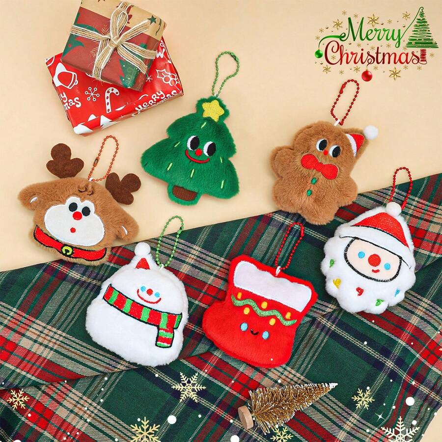 6pcs Christmas Series Key Chains, Small Pendants, Holiday Gifts, Small Accessories, Bag Charms, Suitable For Friends To Give To Each Other, Holiday And Birthday Gifts.