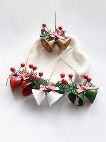 1 peça de sino duplo decorativo de Natal para pendurar em janelas e árvores, acessórios de metal para decoração DIY, decoração de cenários, decoração de festivais, decoração de quartos, decoração de casa, decoração de escritórios, decoração de festas temáticas, decoração de Natal, decorações de Natal, decorações de inverno, presentes de Natal para casa, decoração de Natal