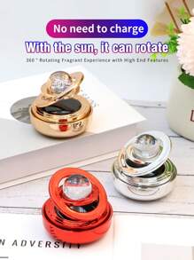 1 pieza Difusor de aromas con bola de cristal y soporte para fragancia de coche, con sensor solar inteligente y diseño de anillos giratorios de levitación, liberación automática de fragancia de larga duración, ambientador de coche, accesorio elegante, regalo para el Día de la Madre