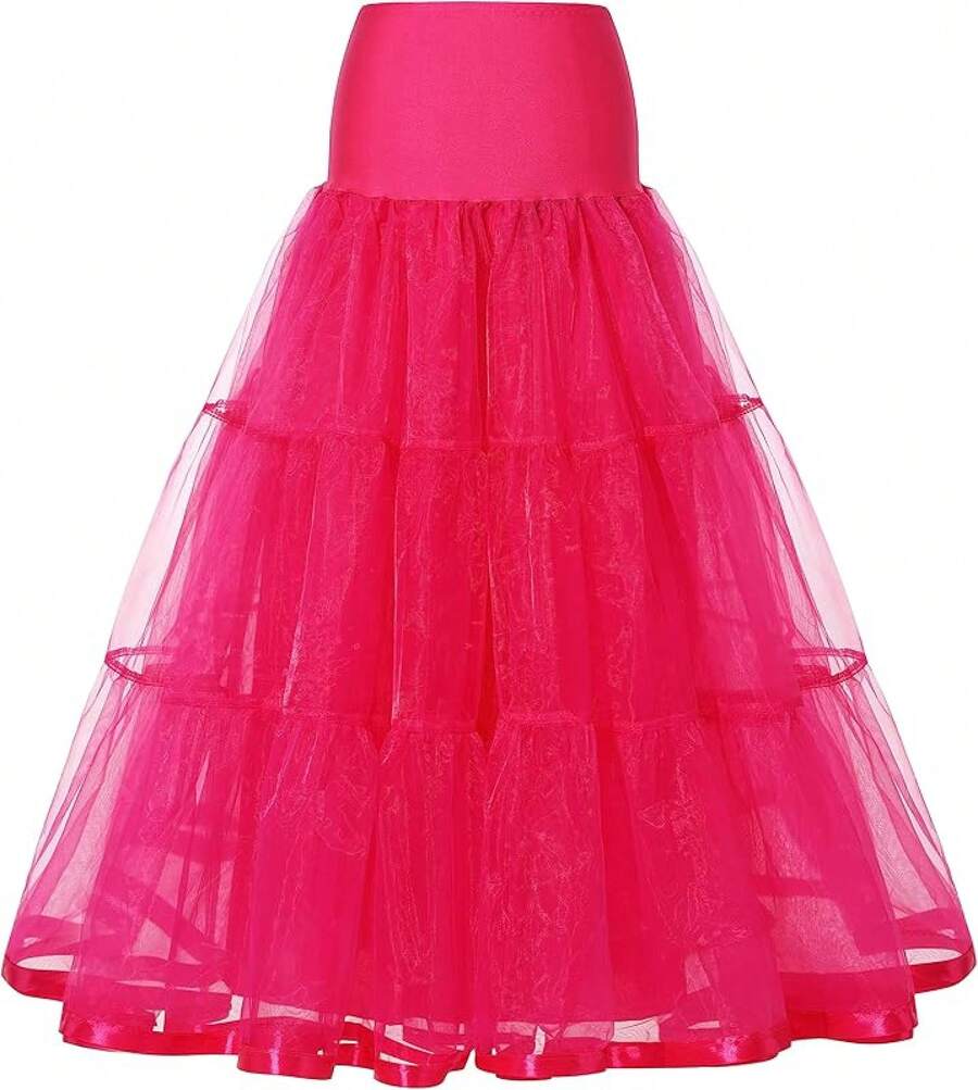 Plus Size Ankle Length Petticoat Crinoline Underskirt For Weddings - 玫紅色 - 查看 1