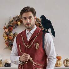 Halloween Black Crow Statue Realistic Feather Crow Shoulder Prop Halloween Party Decoration, Crow Costume Accessories - Black - View 4