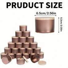 49pcs Rose Golden Metal Candle Jar Set With Tin Wood Grain Lids 4oz - Fashionable Portable DIY Candle Making And Storage Containers, Suitable For Easter, Thanksgiving, Christmas Gifts, Candle Making Supplies,Includes 6 Empty Candle Jars, 6 Candle Holders, 17 Candle Wicks And 20 Stickers - Rose Gold - View 3
