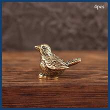 Vintage Decorative Mini Retro Brass Bird Statue, Retro Sparrow Sculpture For Living Room, Bedroom, Home Office Desk Decor, Gold Animal Ornament Figurine, Cute Desk Accessory, Kitchen/Office Whiteboard Storage Cabinet Personalized Decor, Housewarming & Gift - 銅色 - 查看 11
