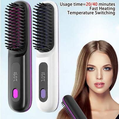 便携式无线直发器，快速加热，恒温设计，智能LED数字显示屏，USB充电，小巧轻便，适合居家和旅行，是送给女性的理想礼物，专业造型工具，居家护发，沙龙级造型，时尚造型工具