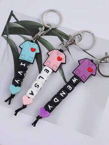 1pc Customized Nurse Uniform, Silicone Heart & Letter Beaded Keychain, Customized Name, Anti-Lost Chain, Customized Keychain, Customized Bag Charm - Stethoscope - View 5