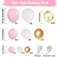  Pink And White Balloon Arch Kit Different Sizes Of 18 12 10 5 Inch Pastel Light Pink Metallic Gold Confetti And White Balloons For Shower Birthday Party Decorations - 彩色 - 查看 3