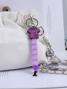 1pc Customized Nurse Uniform, Silicone Heart & Letter Beaded Keychain, Customized Name, Anti-Lost Chain, Customized Keychain, Customized Bag Charm - Stethoscope - View 14