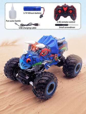 1:16 Escala, Camión Monster RC 2.4GHz con 2 baterías recargables para 80 minutos de tiempo de juego, vehículo de control remoto todo terreno, adecuado para niños y niñas de 6 a 12 años, regalos de cumpleaños, regalos de Navidad