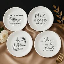 A Personalized Women's Ring Tray, Wedding Ring Set, Bridesmaid Favors, Her Wedding Gift, Engagement Gift, Bridal Party Gift, Anniversary Gift, Christmas, Valentine's Day, Mother's Day Gift, Stylish And Simple Ceramic Jewelry Dish.