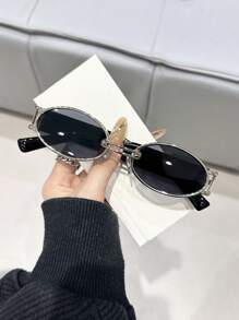 1 件椭圆形塑料和金属个性化优雅活泼的 Ins 风格青少年时尚眼镜，适合热带海滩度假、返校、夏季露营、海滩派对夏季配饰