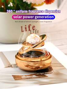 1 pieza Difusor de aromas con bola de cristal y soporte para fragancia de coche, con sensor solar inteligente y diseño de anillos giratorios de levitación, liberación automática de fragancia de larga duración, ambientador de coche, accesorio elegante, regalo para el Día de la Madre