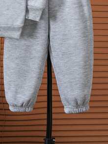 Baby Girl Casual Dinosaur Print Crew Neck Sweatshirt And Pants Set, Autumn/Winter