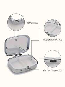 1pc Owl, Puppy, Fox, Cat Pattern Printed Square Pill Box, 2 Compartment Portable Pill Case For Pocket Or Wallet, Decorative Metal Medicine Vitamin Storage Box For Pocket, Wallet, Travel, Unique Gift - Multicolor - View 9