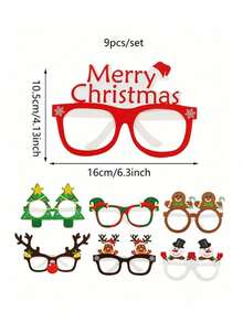 9 Pcs Paper Christmas Glasses Bulk Holiday Glasses Frames Christmas Sunglasses Fun Christmas Accessories Christmas Party Decorations Costume Eyeglasses For Gifts Photo Props Favors,Christmas