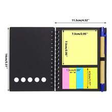 Libreta 3 piezas 70 hojas de bolsillo con notas adhesivas y boligrafo incluido set compacto ideal para oficina viaje escuela y uso diario cuadernos portatiles con adhesivos para recordatorios boligrafo incluido funcional y diseño practico para regalar - Negro - Ver 2