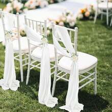 8pcs Blue Chiffon Sashes & 8pcs Pink Chiffon Sashes, Wedding Chair Covers And Aisle Decor, Suitable For Weddings, Ceremonies, Parties, Events, Banquets, Balls - Multicolor - View 15