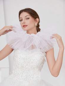 1 chiếc vòng cổ giả bằng lưới có thể tháo rời, nhún bèo phóng đại dành cho nữ - Nhiều màu - Xem 13