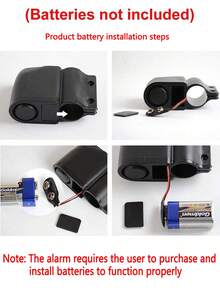 1 pieza Alarma antirrobo de bicicleta con control remoto, cerradura de alarma inalámbrica y control remoto inteligente para bicicleta de montaña (requiere que el usuario compre e instale la batería) - Negro - Ver 7