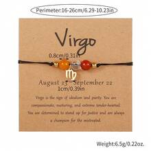 一条带有八大行星和十二星座的手链，男女通用的天然石太阳系手镯，天秤座、处女座、狮子座星座吊坠手链，情人节情侣礼物。