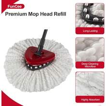 [3 Pack] Mop Replace Heads, Mop Refill Heads Replacements Compatible With O Cedar Spin Mop 1-Tank System- Easy To Replace, Microfiber, Machine Washable - 預設 - 查看 3