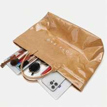 Stylish PVC Tote Purse For Women - Classy Handbag, Elevate Your Outfit With This Fashion Bag - Màu Khaki - Xem 2