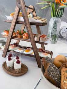 1 buah Stand Dessert Kayu Satu Lapis atau Beberapa Lapis, Tempat Cupcake Kayu, Nampan Pajangan Makanan Persegi Panjang, Cocok untuk Pesta, Ulang Tahun, Pernikahan, Dapur, Hadiah Natal, Dekorasi Acara. - Khaki - View 7