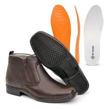 Bota Botina Ed Shoes Couro Palmilha Gel Anti Stress Antiderrapante - Café - Visão 4