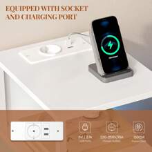 Mesita de Noche, Mesillas de Noche con Luces RGB y Estación de Carga, 2 Cajones, Mesa Auxiliar, con Estante Abierto para Dormitorio, Sala de Estar Moderno 30,2 x 24 x 67 cm Blanco