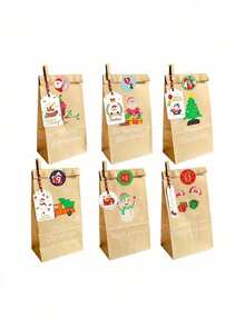 50pcs/Set Christmas Party Gift Candy Baking Boxes, Paper Boxes, Paper Bags, Hang Tags, Cards, Labels, Including Ropes