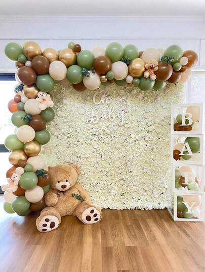 105 Stücke, Ballon Girlanden Bogen Set in Braun, Gold, Beige und Salbeigrün, für Verlobungen, Hochzeiten, Geburtstage, Taufen, Valentinstag, Ramadan, Bridal-Shower - universelle Feiertags- und Eventdekoration, mit Klebestreifen und Ballonketten