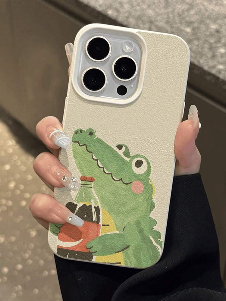 1 pieza Funda protectora suave y antideslizante con textura y diseño de cocodrilo vintage compatible con teléfonos Apple - Multicolor - Añade 4